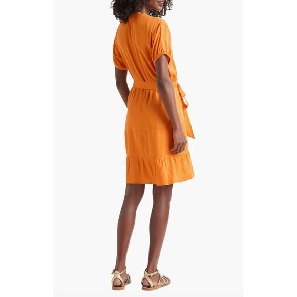 Splendid Jamie Tiered Mini Belted Button Up Shirt Dress Orange Size Small - Picture 2 of 12